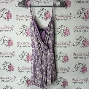 Crystal Doll Lavender Floral Chemise romper Vneck lilac white flowers medium